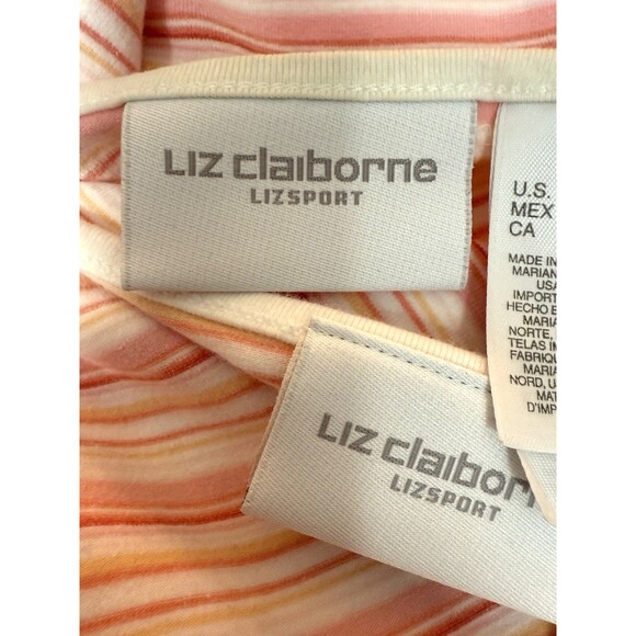 Liz Claiborne Women's Pink White Striped Cardigan Tank Sweater 2 Piece Set L XL - Picture 7 of 10